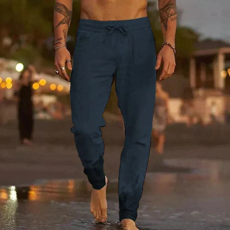 Palermo Linne-Joggers – Sommarlätta Byxor för Män