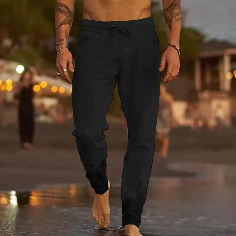 Palermo Linne-Joggers – Sommarlätta Byxor för Män