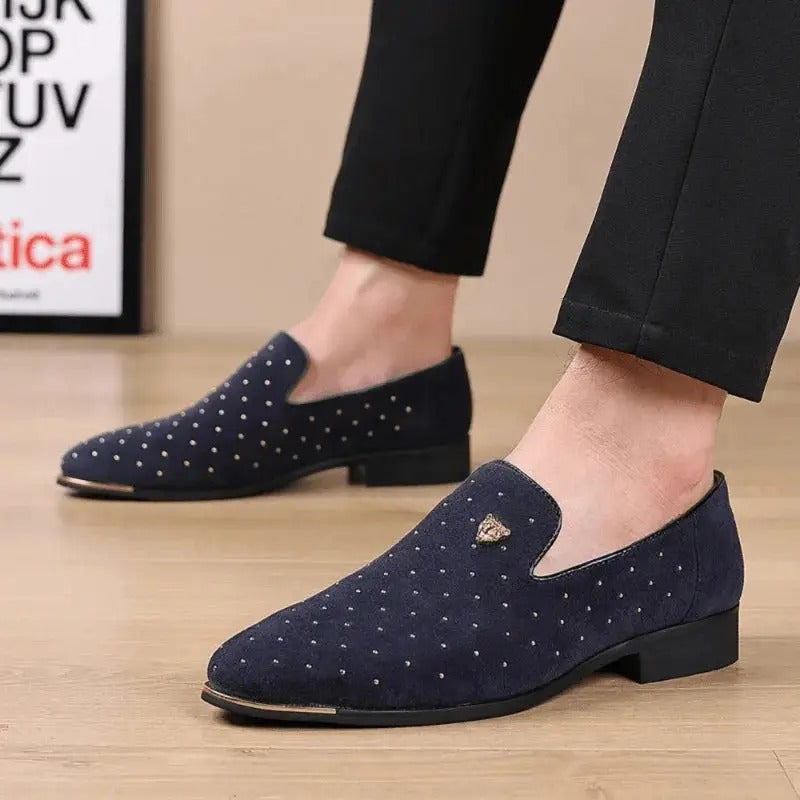 The Abingdon - Herr Lyxiga slip on loafers i sammet med strass