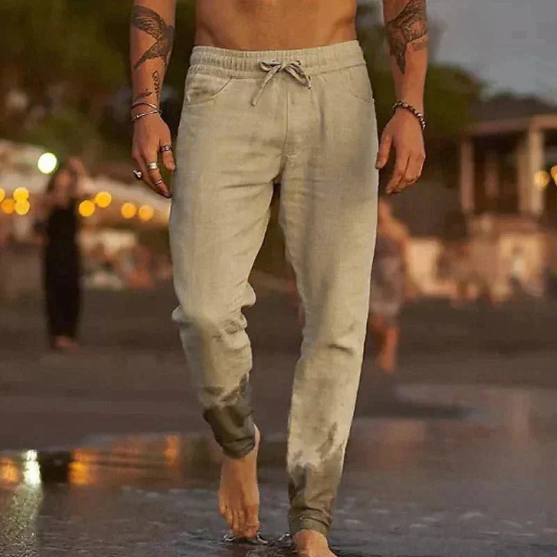 Palermo Linne-Joggers – Sommarlätta Byxor för Män