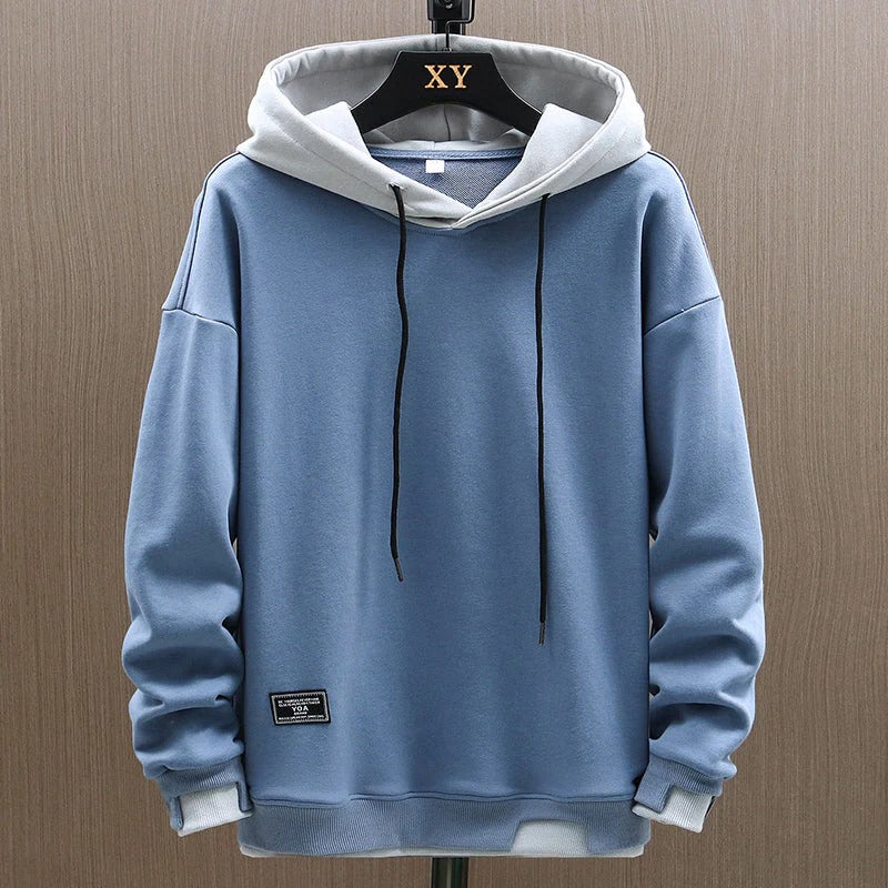 Modern tvåfärgad hoodie – varm och avslappnad tröja