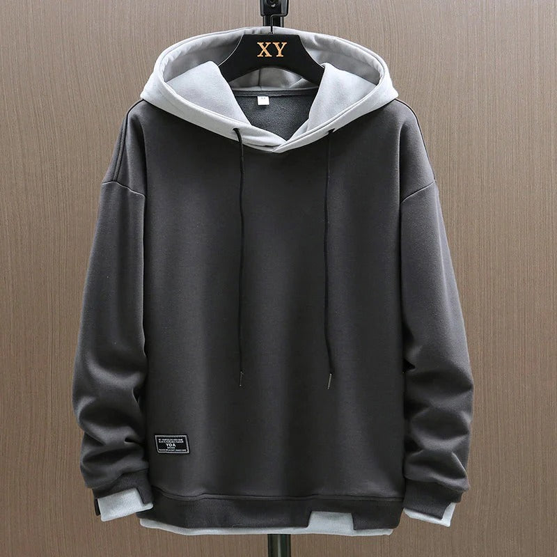 Modern tvåfärgad hoodie – varm och avslappnad tröja