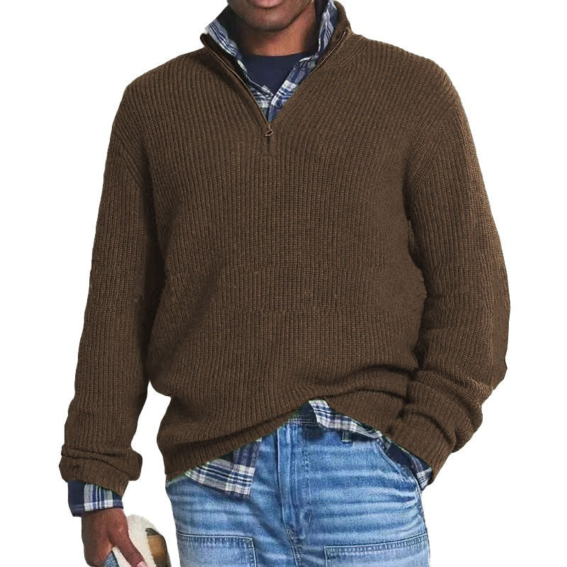 Halvzip-stickad tröja – Varm casual tröja