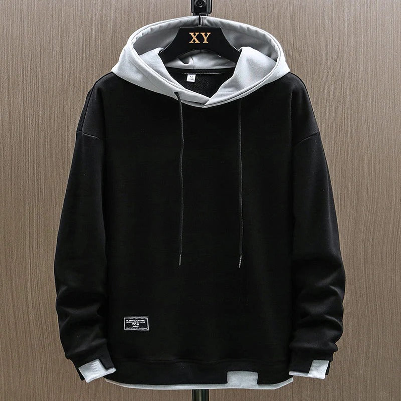Modern tvåfärgad hoodie – varm och avslappnad tröja