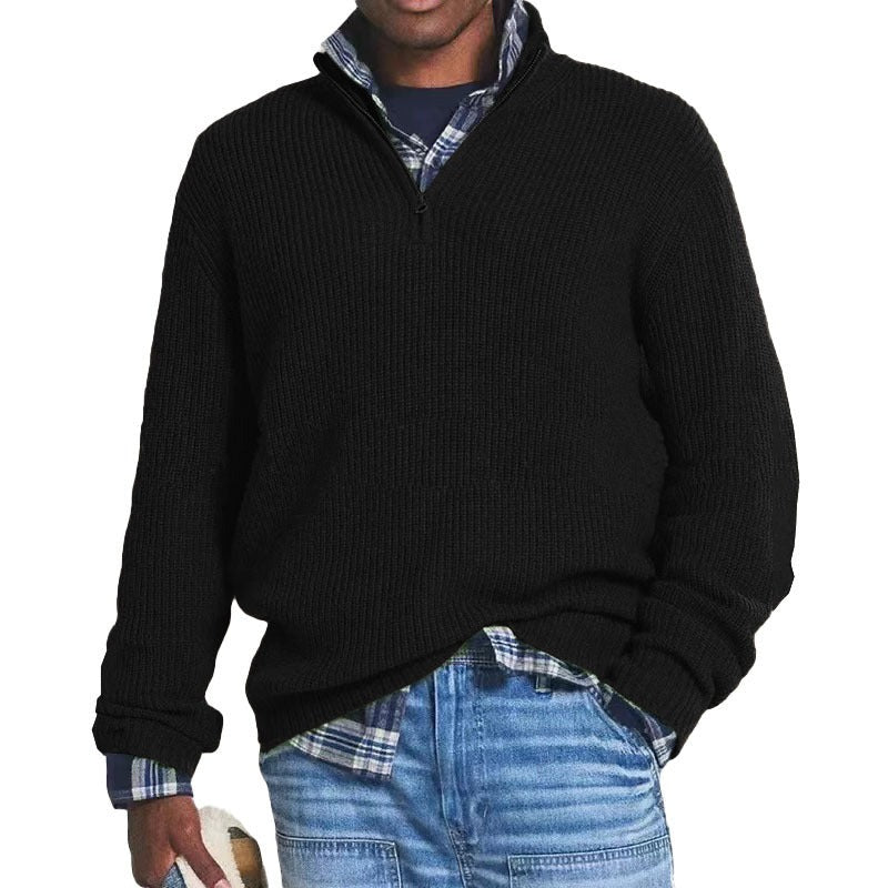 Halvzip-stickad tröja – Varm casual tröja