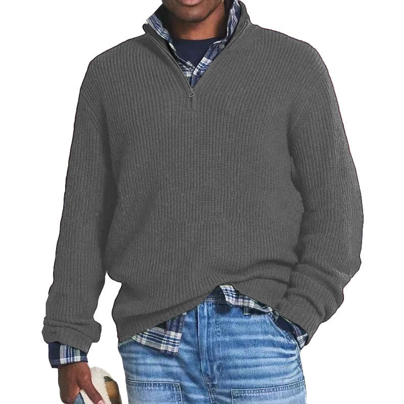 Halvzip-stickad tröja – Varm casual tröja