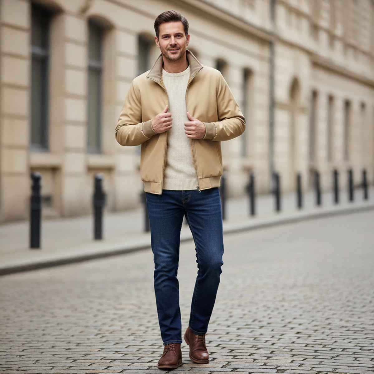 Aspen Herr Fleecefodrad Vindjacka – Lätt Bombarjacka med Flera Fickor