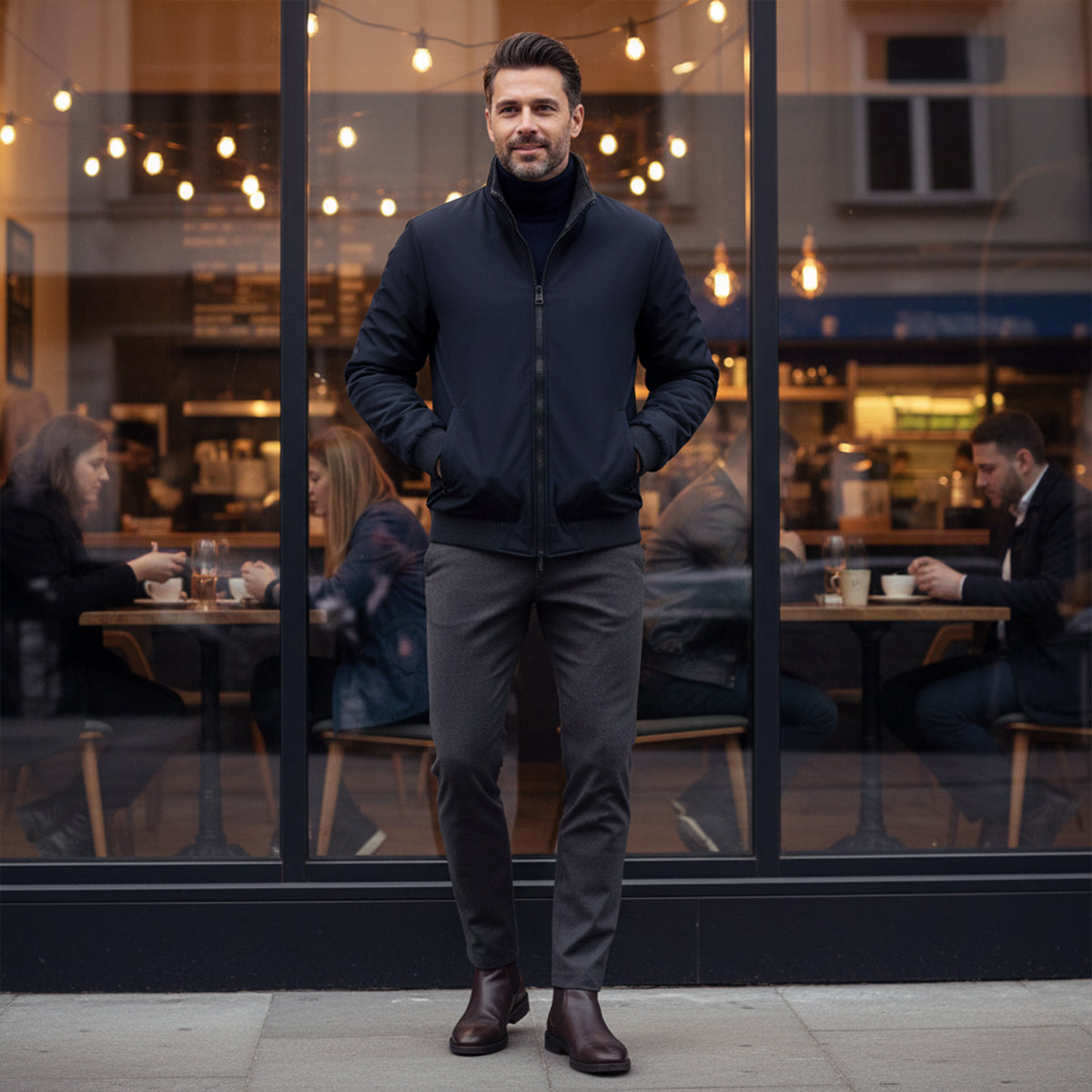 Aspen Herr Fleecefodrad Vindjacka – Lätt Bombarjacka med Flera Fickor