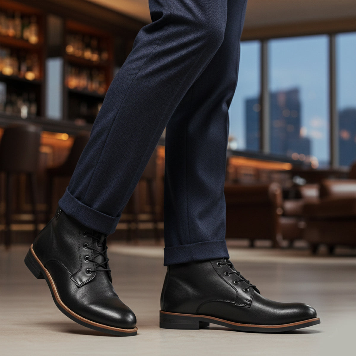 The Lucca - Herr Snörade Vintage Läder Ankelstövlar