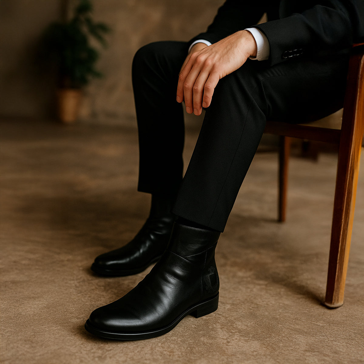 The Barbour – Herr ankelboots i läder - Rynkad premiumstil