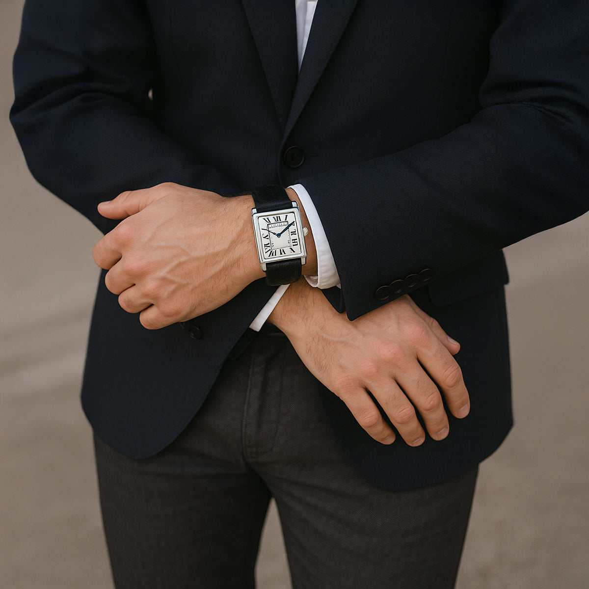 Lyxig klassisk herrklocka Savile - armband i premiumläder
