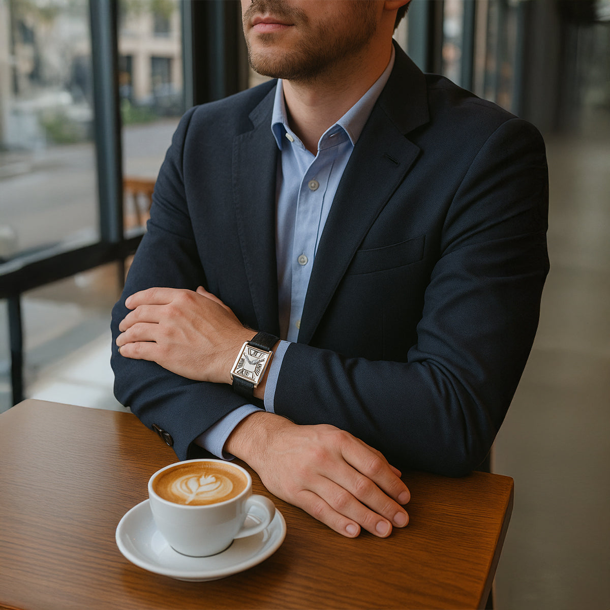 Lyxig klassisk herrklocka Savile - armband i premiumläder