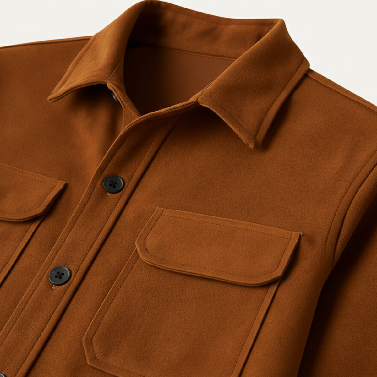 Hyatt Herren Kamelfärgad mocka Overshirt - Slim fit lyxig jacka med fickor