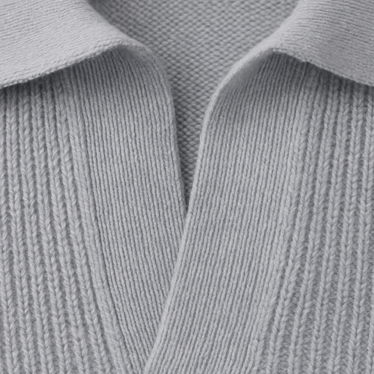 Långärmad stickad Pull Portofino för män med öppen krage