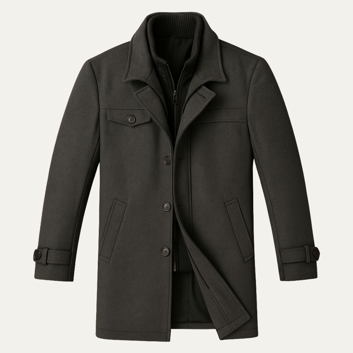 The Windermere - Herr smart Jacka i Ullblandning med Dragkedja och Knappar