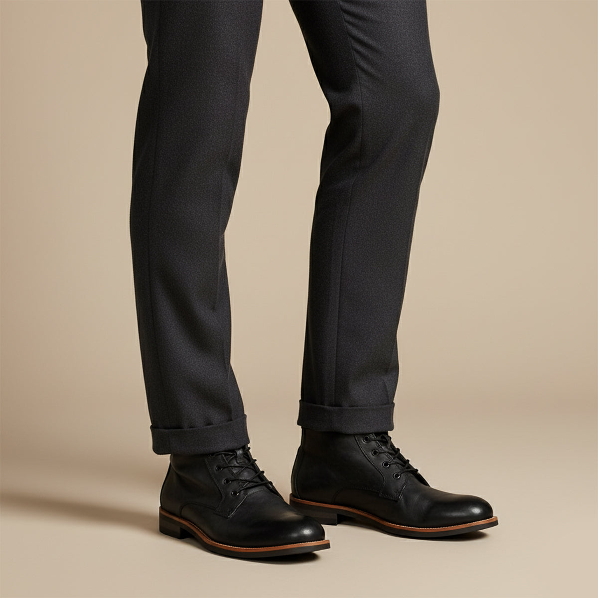 The Lucca - Herr Snörade Vintage Läder Ankelstövlar