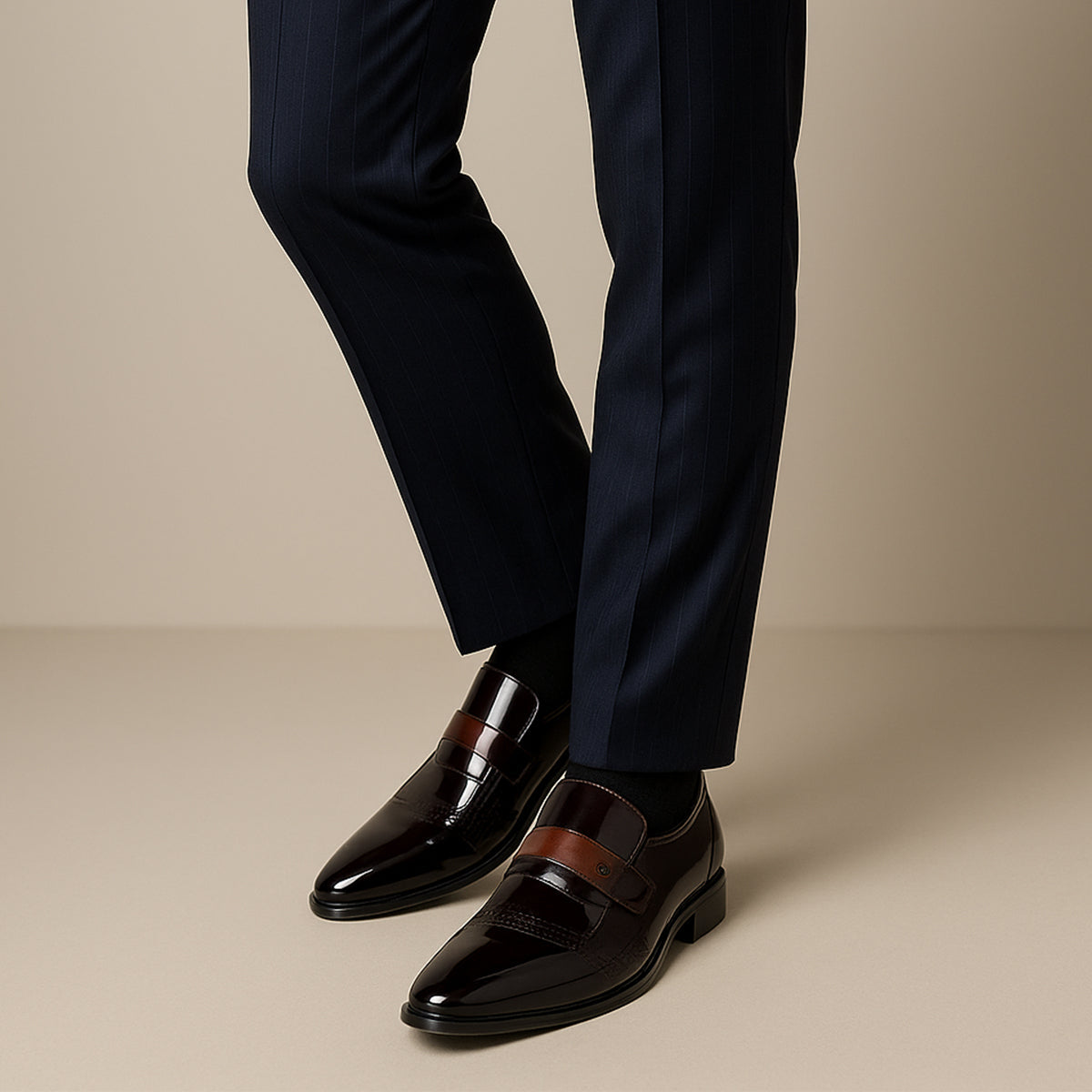 The Sirmione - Herr Lackläder Lyxiga Slip-On Formella Skor