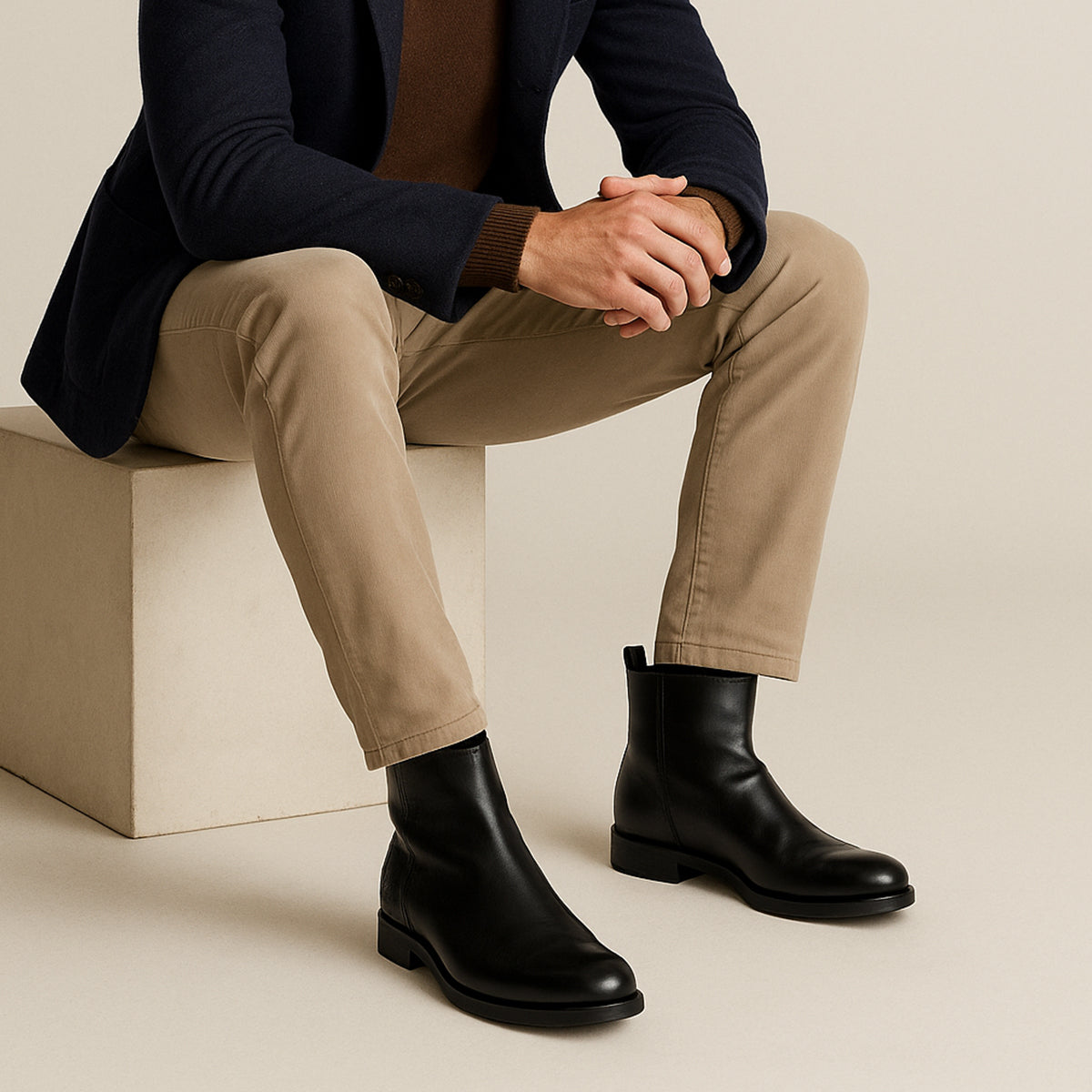 The Barbour – Herr ankelboots i läder - Rynkad premiumstil